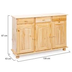 Credenza Marrone Quercia 3 Cassetti un Ripiano 130x43x87h cm, 6 Vani - Gragnano