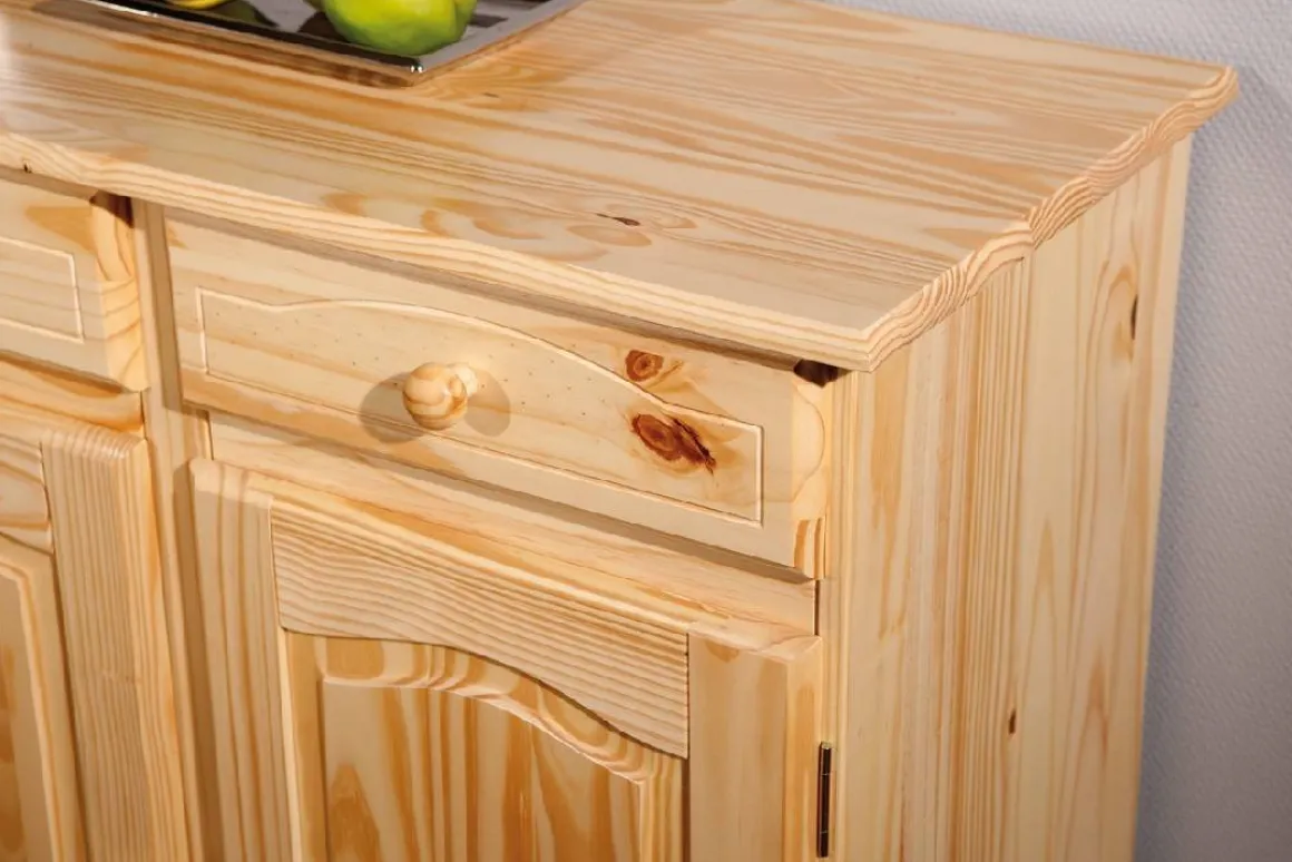 Credenza Marrone Quercia 3 Cassetti un Ripiano 130x43x87h cm, 6 Vani - Gragnano
