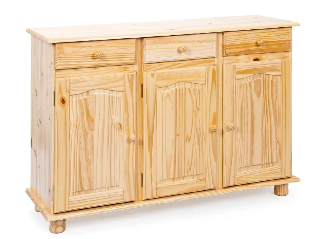 Credenza Marrone Quercia 3 Cassetti un Ripiano 130x43x87h cm, 6 Vani - Gragnano