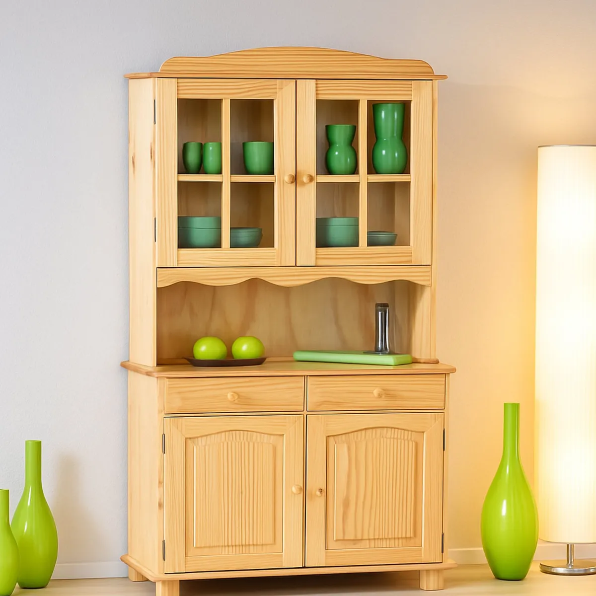 Madie|Credenze > Dmora Credenza un Cassetto 2 Ripiani 88x32x198h cm, Apertura Battente, Scorrevole - Quadri Marrone Quercia