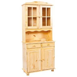 Madie|Credenze > Dmora Credenza un Cassetto 2 Ripiani 88x32x198h cm, Apertura Battente, Scorrevole - Quadri Marrone Quercia