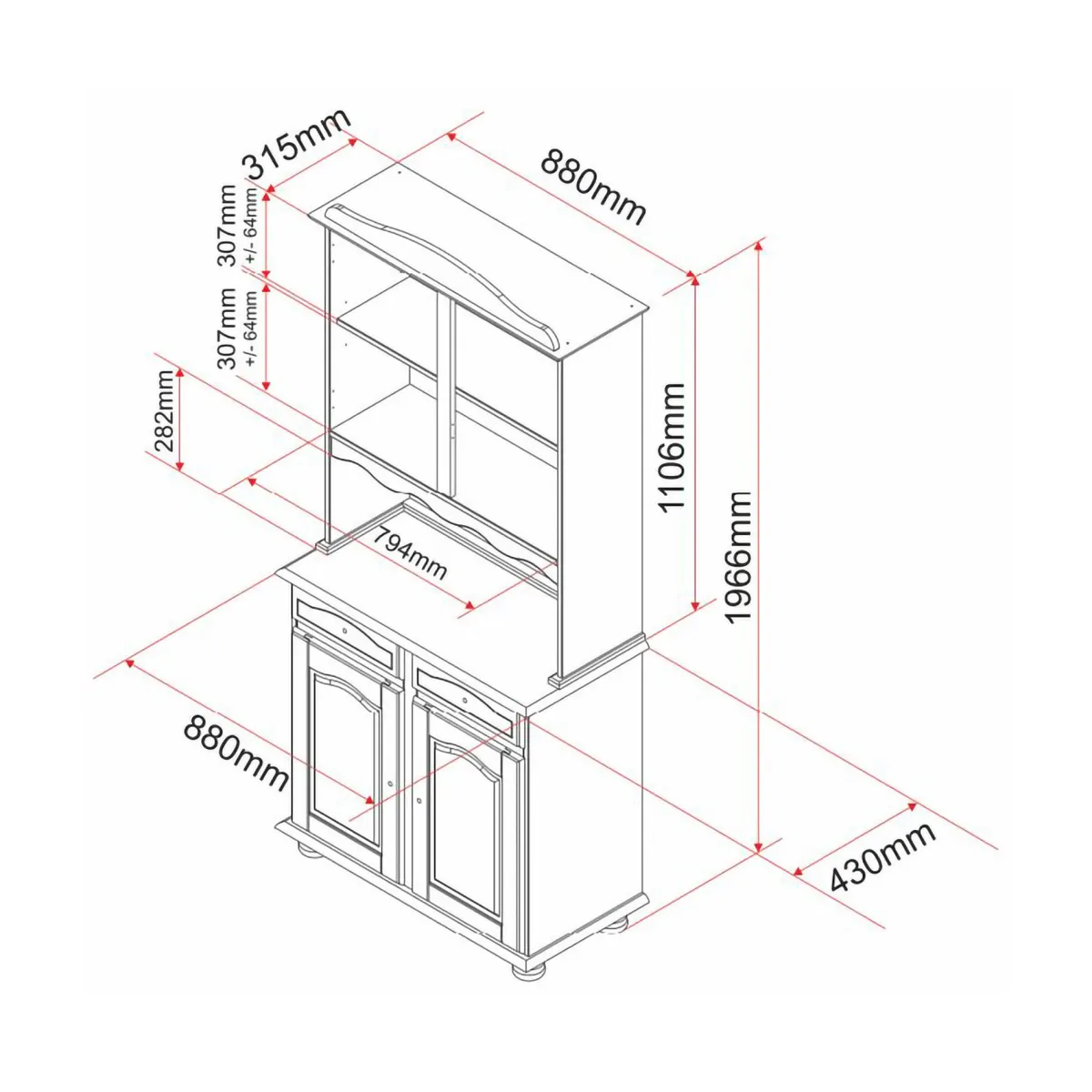 Madie|Credenze > Dmora Credenza un Cassetto 2 Ripiani 88x32x198h cm, Apertura Battente, Scorrevole - Quadri Marrone Quercia