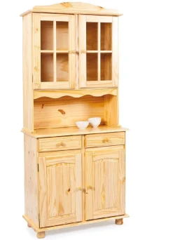 Madie|Credenze > Dmora Credenza un Cassetto 2 Ripiani 88x32x198h cm, Apertura Battente, Scorrevole - Quadri Marrone Quercia