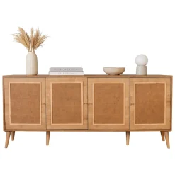Credenza Marrone Rovere Apertura Battente 4 Ante 180x41x81h cm, Chiusura Battente - Mascali