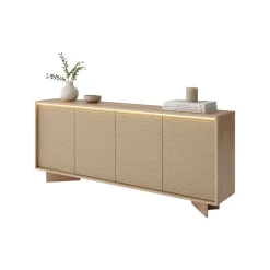 Credenza Marrone Rovere Beige 4 Ripiani Apertura Battente 204x40x84h cm, 4 Ante - Hataga