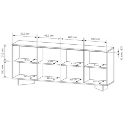 Credenza Marrone Rovere Beige 4 Ripiani Apertura Battente 204x40x84h cm, 4 Ante - Hataga