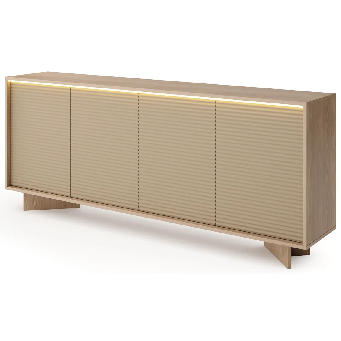 Credenza Marrone Rovere Beige 4 Ripiani Apertura Battente 204x40x84h cm, 4 Ante - Hataga