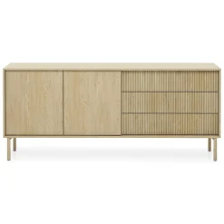 Credenza Marrone Rovere 3 Cassetti 2 Ripiani 187x40x80h cm, Apertura Battente, Scorrevole - Haza