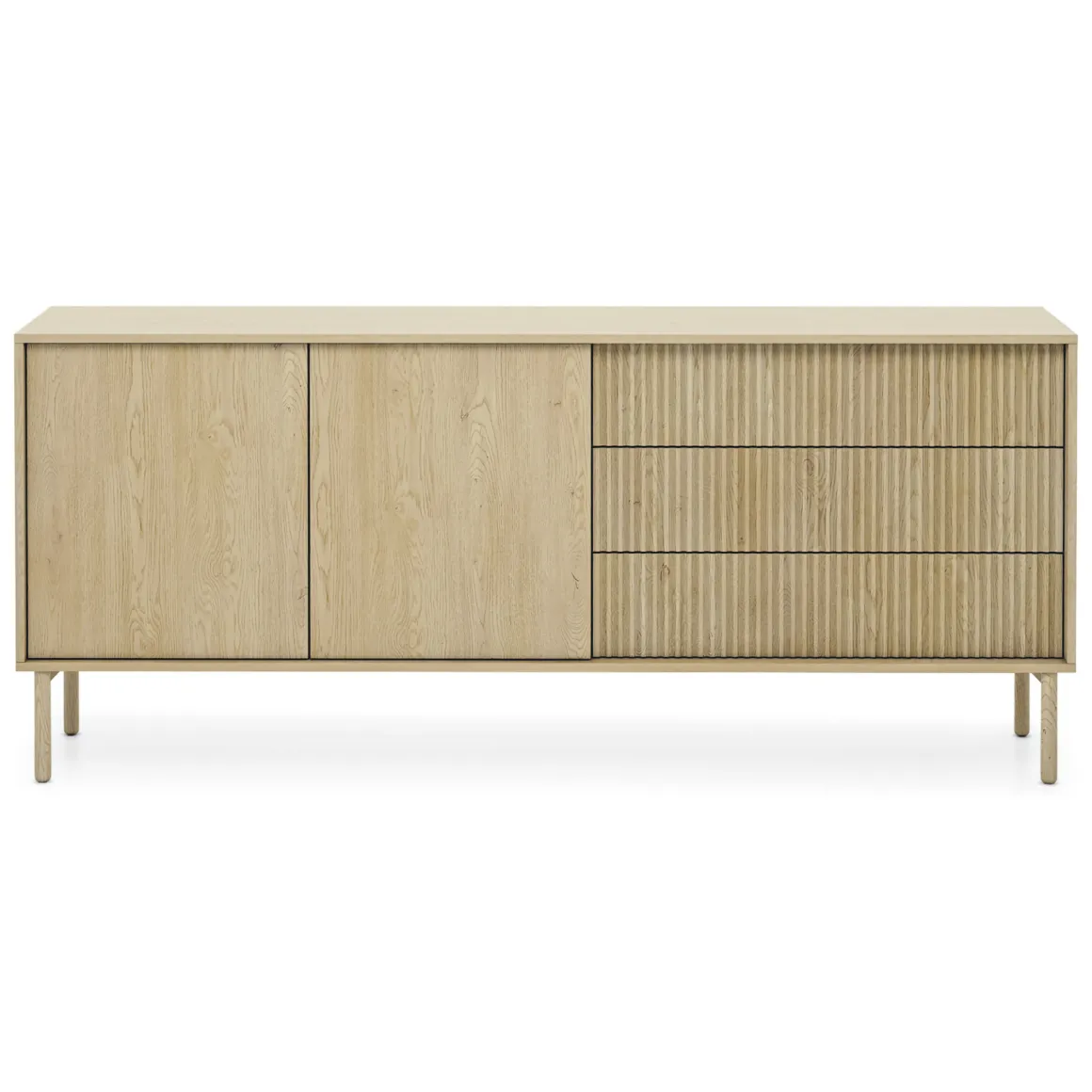 Credenza Marrone Rovere 3 Cassetti 2 Ripiani 187x40x80h cm, Apertura Battente, Scorrevole - Haza