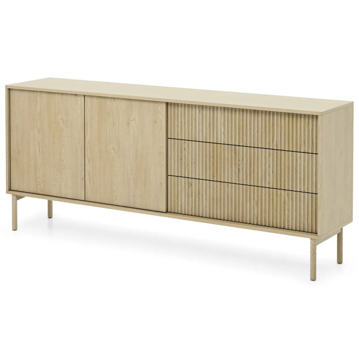 Credenza Marrone Rovere 3 Cassetti 2 Ripiani 187x40x80h cm, Apertura Battente, Scorrevole - Haza