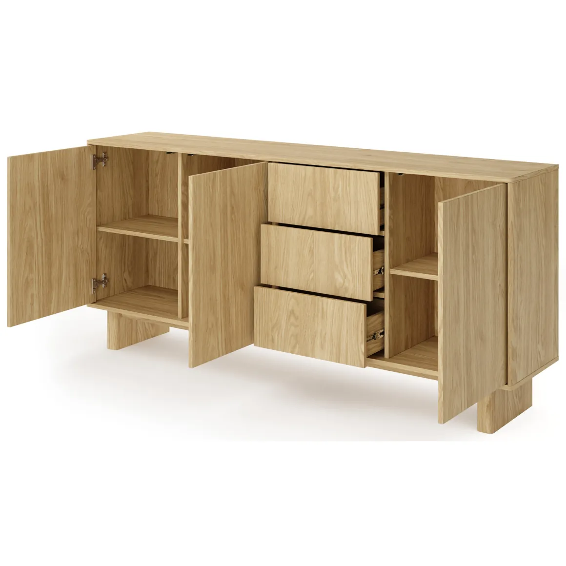 Credenza Marrone Rovere 3 Cassetti 3 Ripiani 183x38x83h cm, Apertura Battente - Hasilo