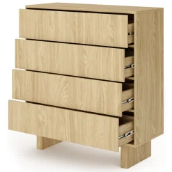 Credenza Marrone Rovere 4 Cassetti un Ripiano 94x38x104h cm, Apertura Scorrevole - Hasavato