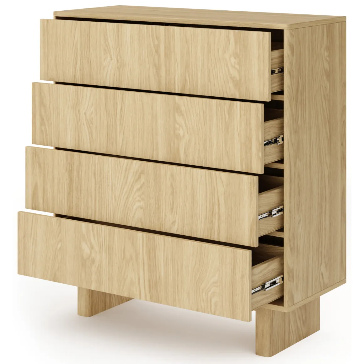 Credenza Marrone Rovere 4 Cassetti un Ripiano 94x38x104h cm, Apertura Scorrevole - Hasavato
