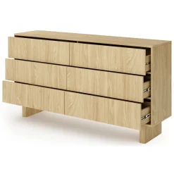 Credenza Marrone Rovere 6 Cassetti un Ripiano 154x38x83h cm, Apertura Scorrevole - Hasimi