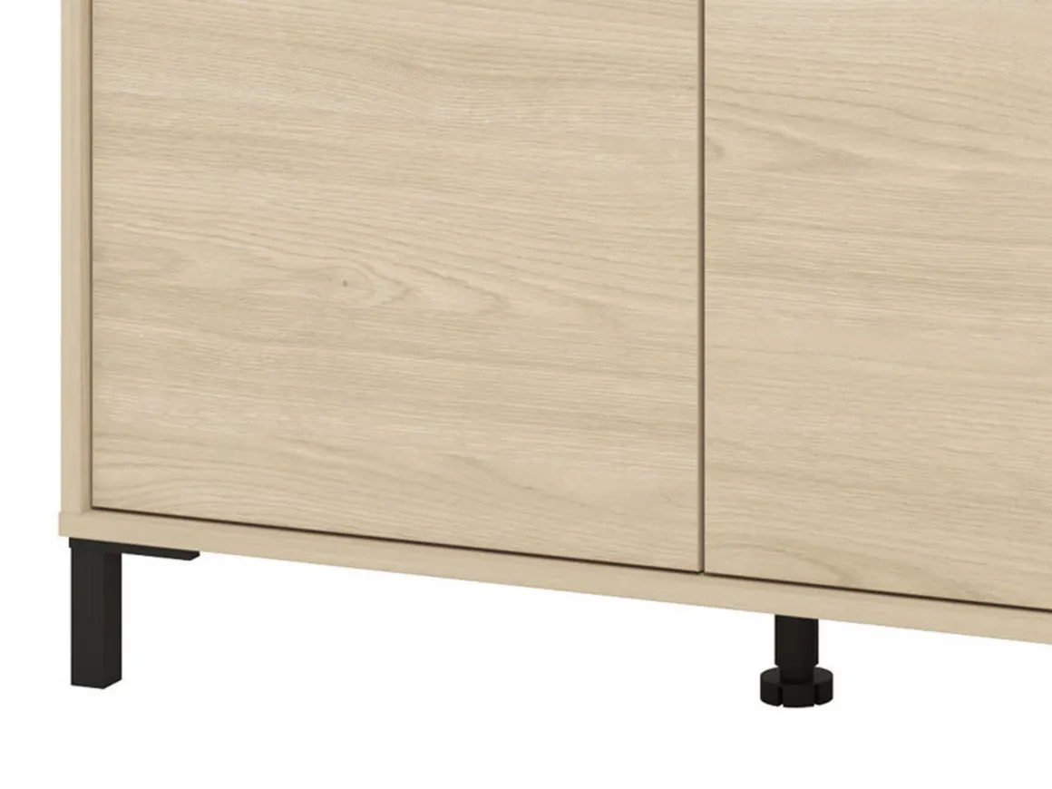 Credenza Marrone Rovere Nero 3 Cassetti 3 Ripiani 138x40x90h cm, Apertura Battente e Scorrevole - Quassolo