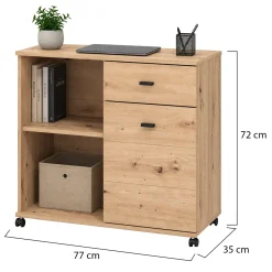 Credenza Marrone Rovere Nodi 2 Ripiani un Cassetto 77x35x72h cm, 3 Vani - Majuli