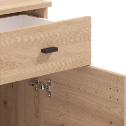 Credenza Marrone Rovere Nodi 2 Ripiani un Cassetto 77x35x72h cm, 3 Vani - Majuli