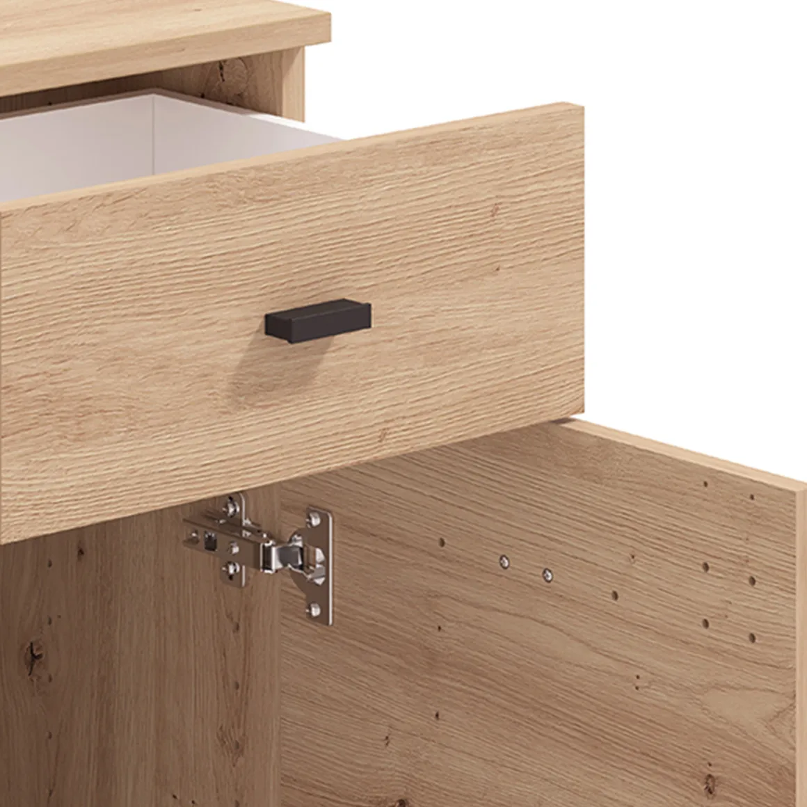 Credenza Marrone Rovere Nodi 2 Ripiani un Cassetto 77x35x72h cm, 3 Vani - Majuli
