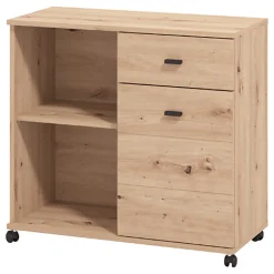 Credenza Marrone Rovere Nodi 2 Ripiani un Cassetto 77x35x72h cm, 3 Vani - Majuli