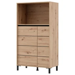 Credenze > Dmora Credenza Marrone Rovere Nodi Nero 2 Ripiani 3 Vani 74x40x135h cm, 2 Ante - Cosoleto Nero, Marrone Rovere Nodi