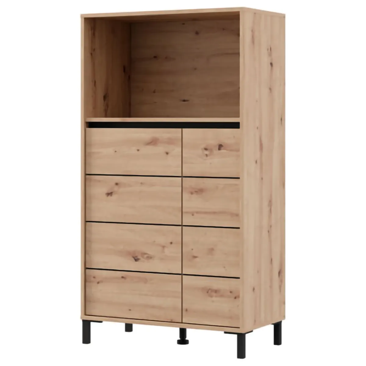 Credenze > Dmora Credenza Marrone Rovere Nodi Nero 2 Ripiani 3 Vani 74x40x135h cm, 2 Ante - Cosoleto Nero, Marrone Rovere Nodi