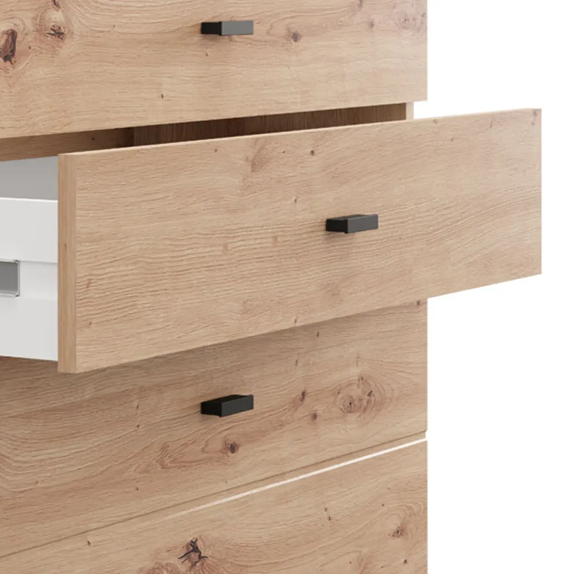 Credenza Marrone Rovere Nodi Nero 3 Cassetti un Ripiano 77x35x78h cm, con Piedini - Mindo
