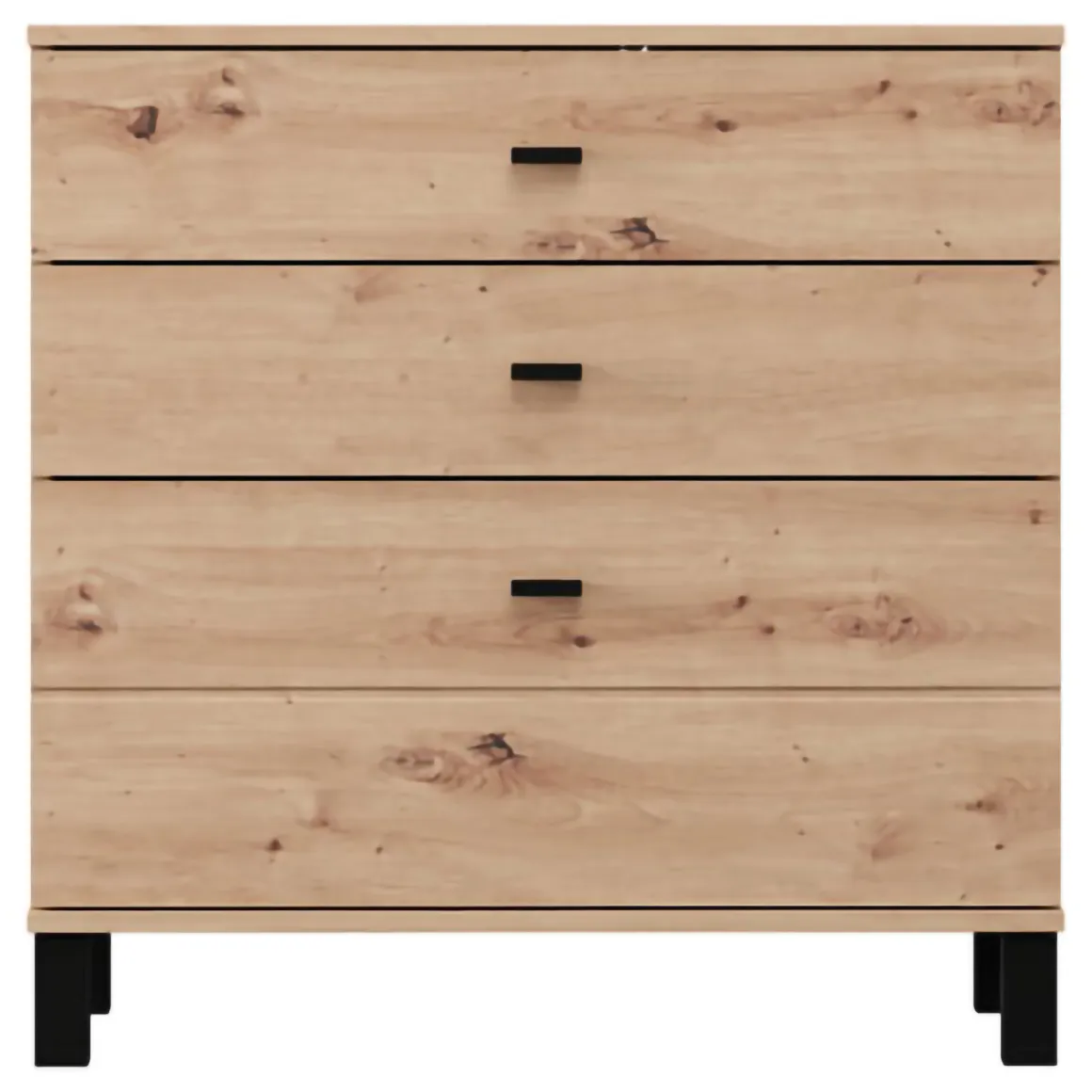 Credenza Marrone Rovere Nodi Nero 3 Cassetti un Ripiano 77x35x78h cm, con Piedini - Mindo