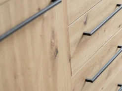 Credenza Marrone Rovere Nodi Nero 4 Cassetti 2 Ripiani 159x42x95h cm, Apertura Battente e Scorrevole - Ceredano