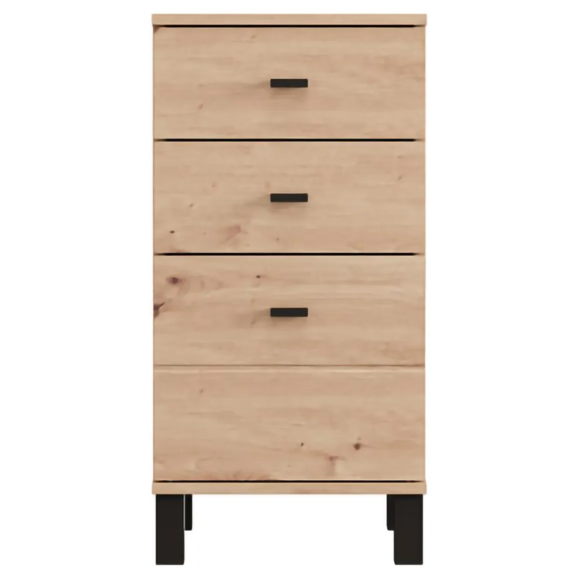 Credenza Marrone Rovere Nodi Nero un Ripiano 3 Cassetti 39x35x78h cm, Apertura Scorrevole - Vilcab