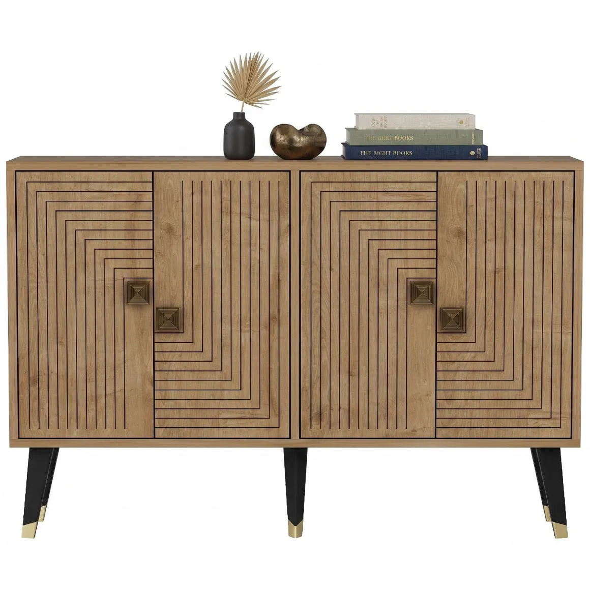 Credenza Marrone Rovere oro 2 Ripiani 4 Vani 120x30x80h cm, 4 Ante - Thiene