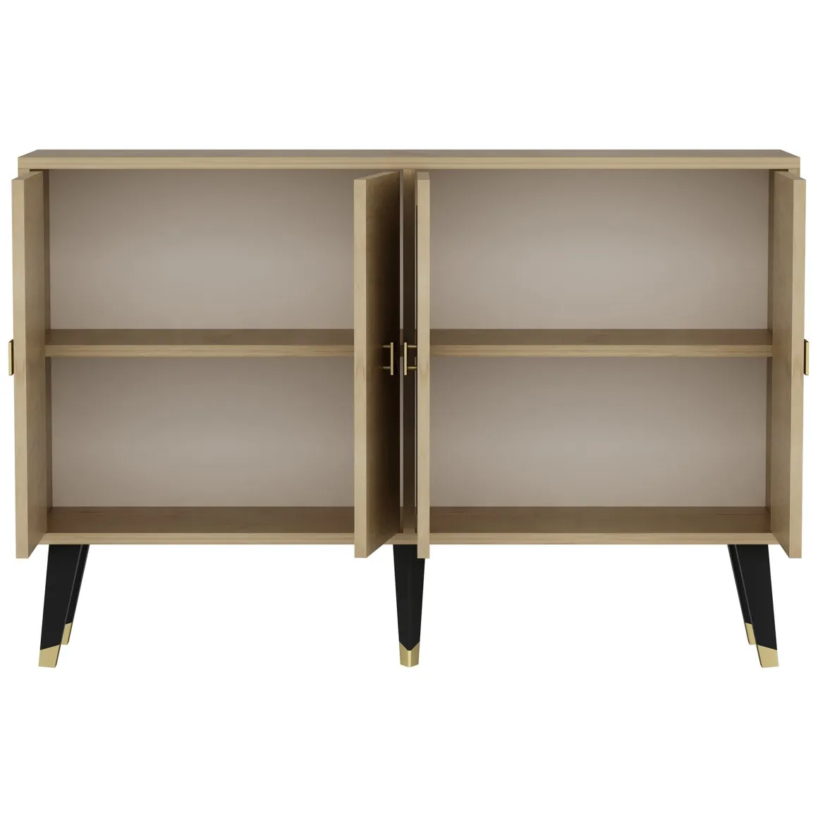 Credenza Marrone Rovere oro 2 Ripiani 4 Vani 120x30x80h cm, 4 Ante - Thiene