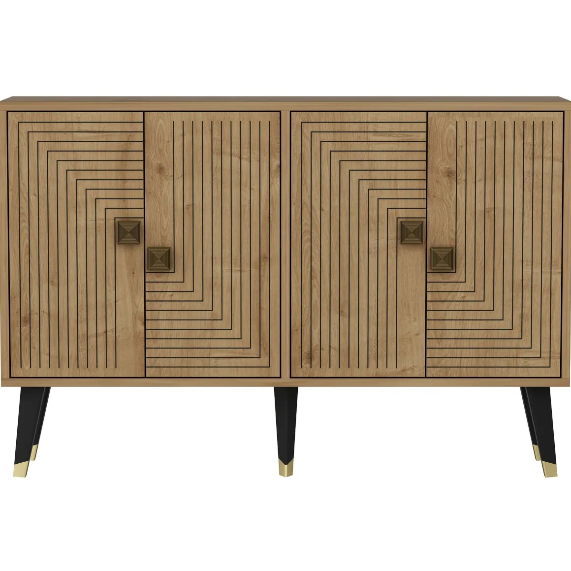 Credenza Marrone Rovere oro 2 Ripiani 4 Vani 120x30x80h cm, 4 Ante - Thiene