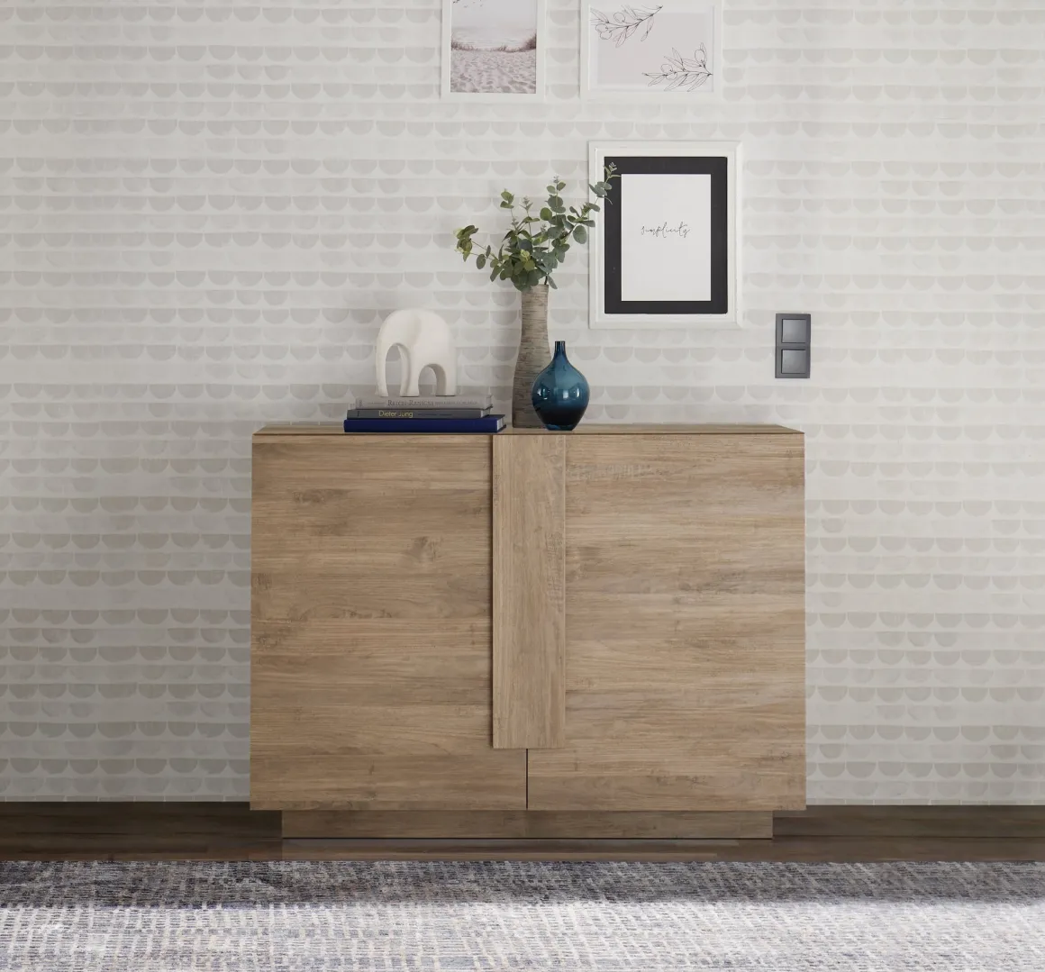 Credenza Marrone Rovere 2 Ripiani 4 Vani 120x44x90h cm, 2 Ante - Introd