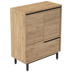 Madie|Credenze > Dmora Credenza 3 Ripiani 3 Ante 75x36x90h cm, 3 Vani - Rive Marrone Rovere