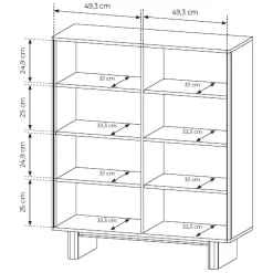 Credenze > Dmora Credenza 4 Ripiani Apertura Battente 200x38x80h cm, 4 Ante - Hamomole Marrone Rovere