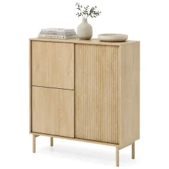Credenze > Dmora Credenza 5 Ripiani Apertura Battente 104x40x122h cm, 3 Ante - Hatote Marrone Rovere
