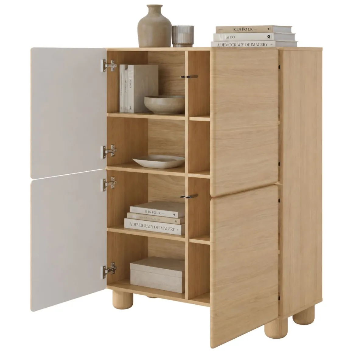 Credenza Marrone Rovere 6 Ripiani Apertura Battente 100x38x125h cm, 4 Ante - Hamola