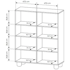 Credenza Marrone Rovere 6 Ripiani Apertura Battente 100x38x125h cm, 4 Ante - Hamola