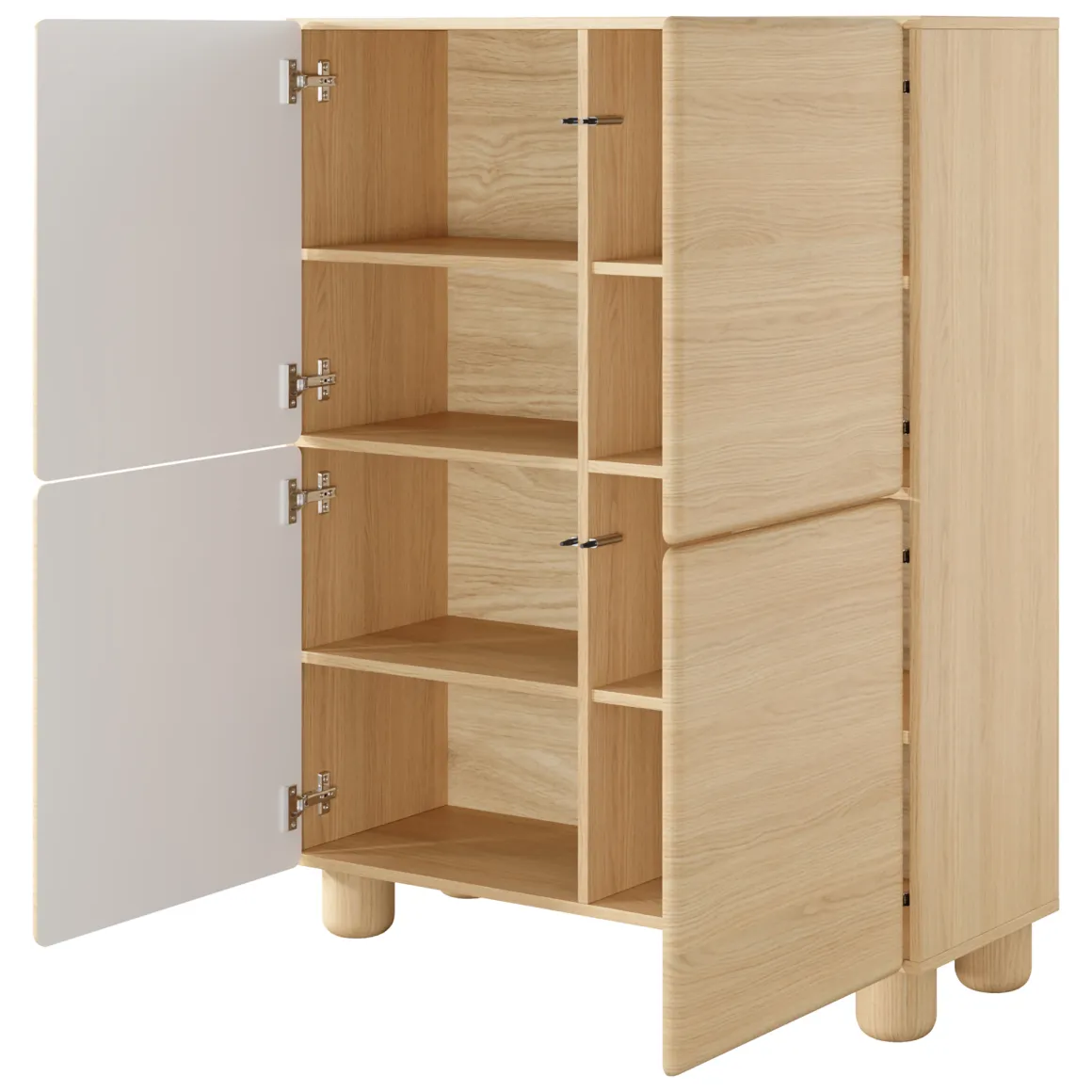 Credenza Marrone Rovere 6 Ripiani Apertura Battente 100x38x125h cm, 4 Ante - Hamola
