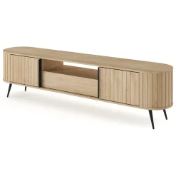 Credenze > Dmora Credenza un Cassetto 2 Ripiani 196x40x51h cm, Apertura Battente, Scorrevole - Hanotofa Marrone Rovere