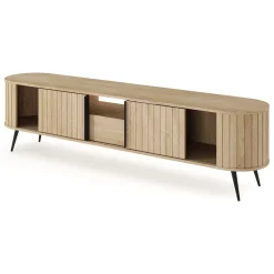 Credenze > Dmora Credenza un Cassetto 2 Ripiani 196x40x51h cm, Apertura Battente, Scorrevole - Hanotofa Marrone Rovere