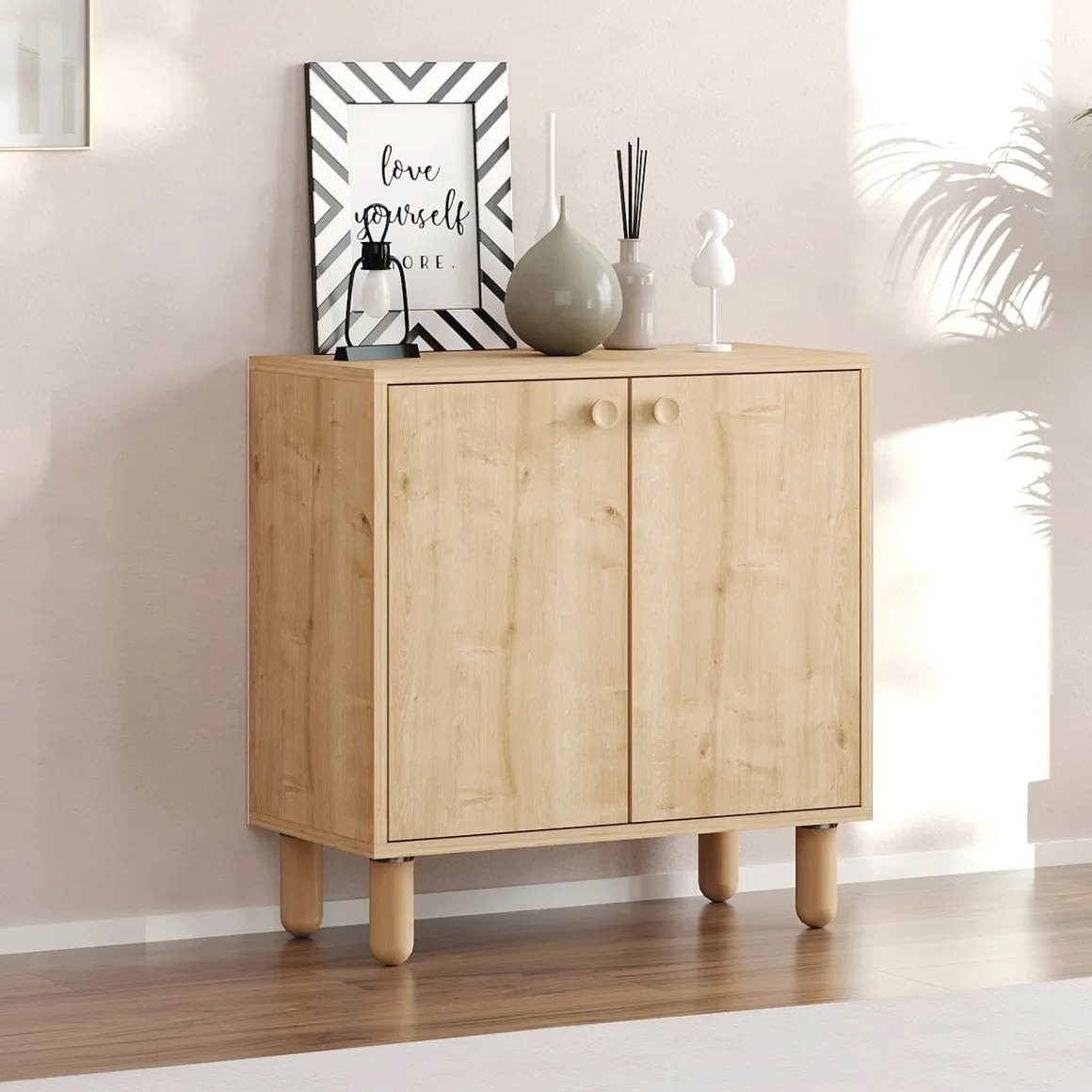 Credenza Marrone Rovere un Ripiano 2 Ante 72x36x73h cm, 2 Vani - Pontida
