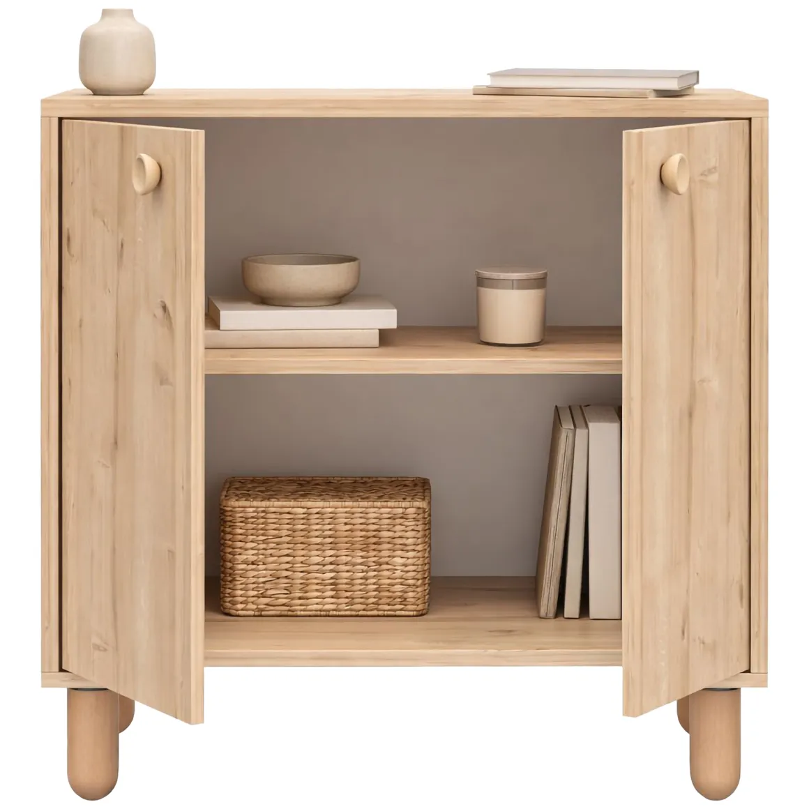 Credenza Marrone Rovere un Ripiano 2 Ante 72x36x73h cm, 2 Vani - Pontida