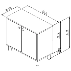 Credenza Marrone Rovere un Ripiano 2 Ante 72x36x73h cm, 2 Vani - Pontida