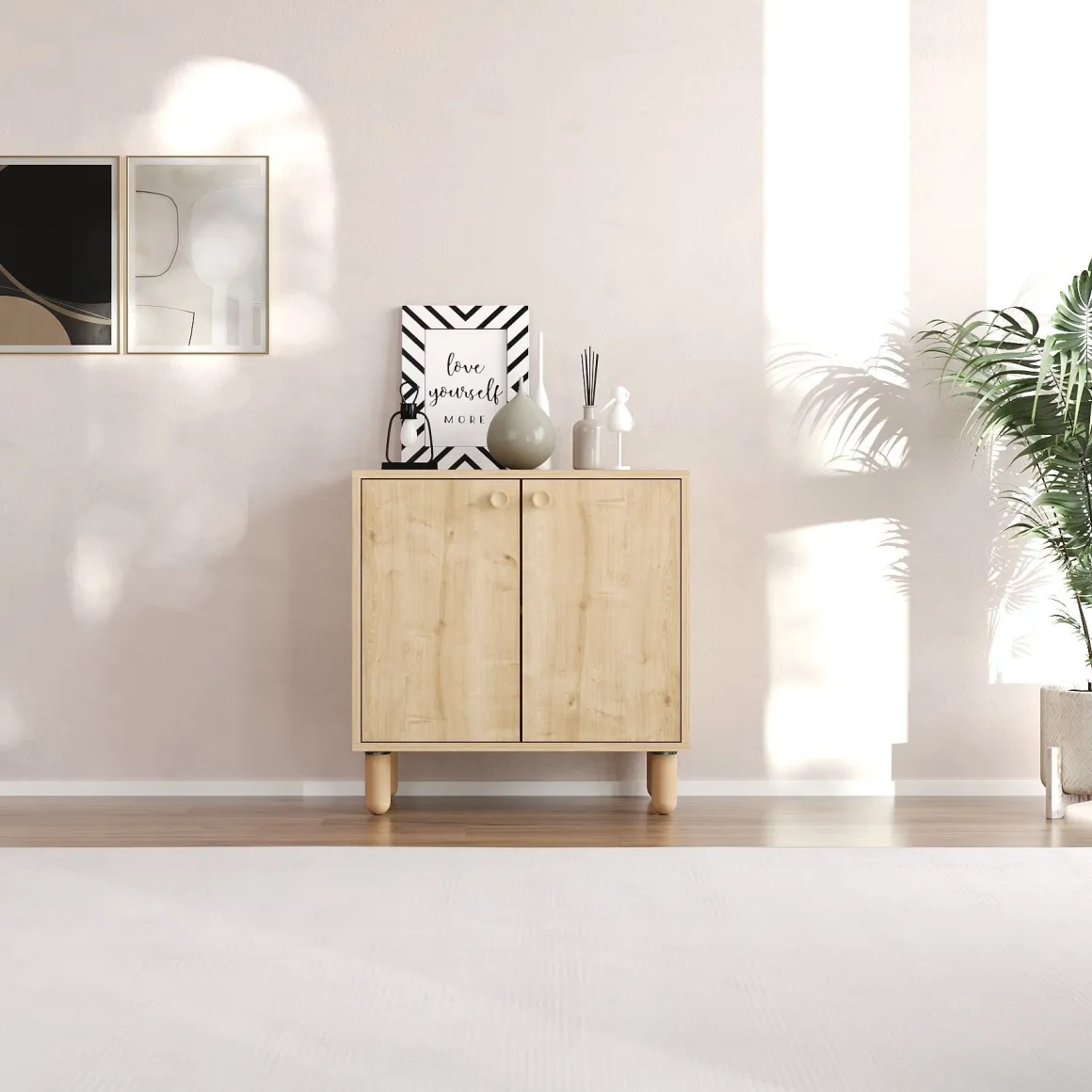 Credenza Marrone Rovere un Ripiano 2 Ante 72x36x73h cm, 2 Vani - Pontida