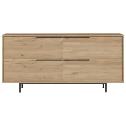 Credenza Marrone Rovere 4 Vani 4 Ante 160x45x74h cm, Apertura a Ribalta - Follo