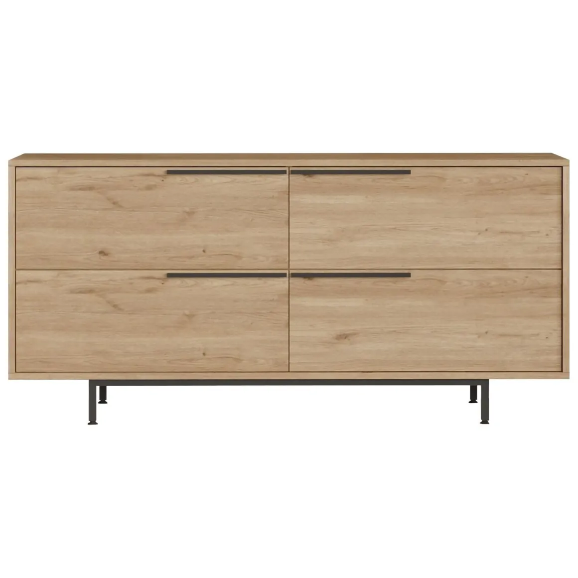Credenza Marrone Rovere 4 Vani 4 Ante 160x45x74h cm, Apertura a Ribalta - Follo