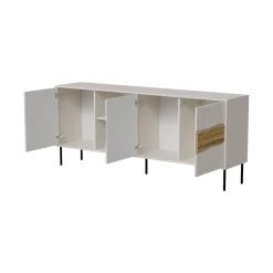 Madie|Credenze > Dmora Credenza Mestrino, 190x40 h80 cm, Beige e Rovere Nodi Beige Cashmere