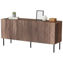 Madie|Credenze > Dmora Credenza Montano, 151x40 h72 cm, Noce Marrone Noce