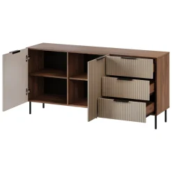 Credenza Monzuno, 156x42 h75 cm, Noce e Beige